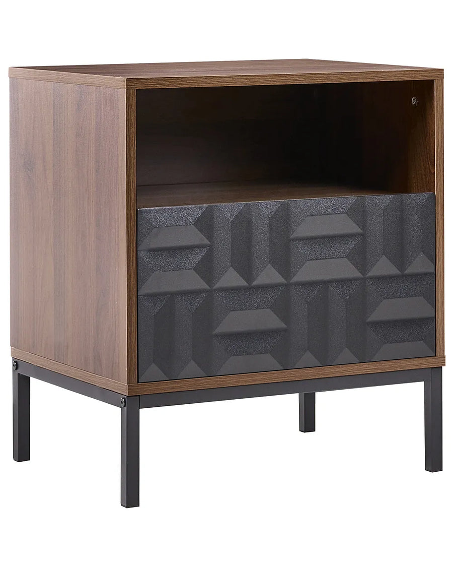 Dark brown 1-drawer bedside table