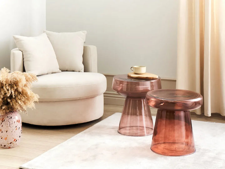 Side Table Glass Red Elfrieda