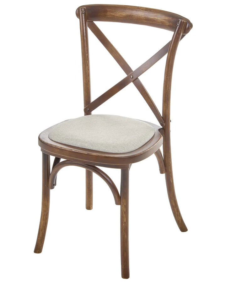 Set of 2 Chairs Wood Dark Brown/ Beige Ryun