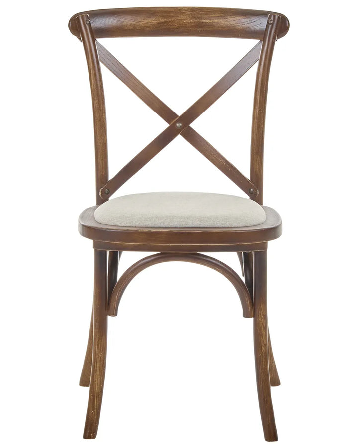 Set of 2 Chairs Wood Dark Brown/ Beige Ryun