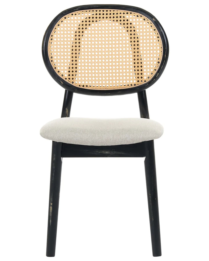 Set of 2 Chairs Wood Black/ Beige Arthelia
