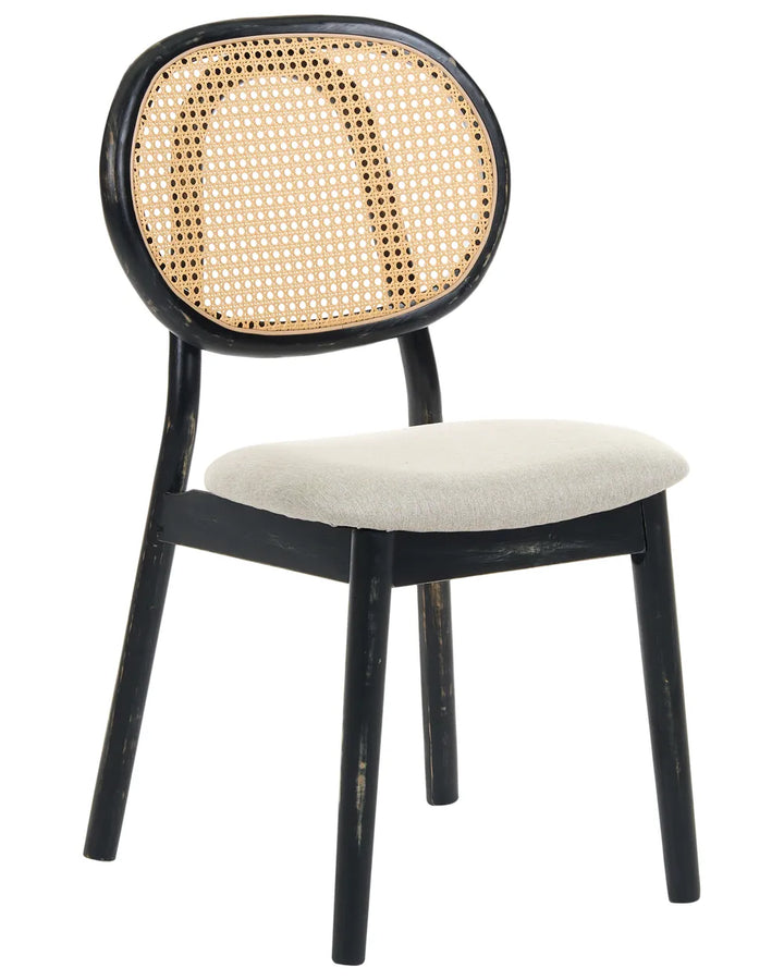 Set of 2 Chairs Wood Black/ Beige Arthelia