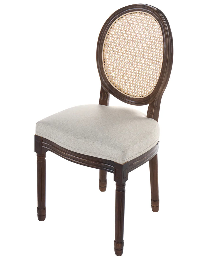 Set of 2 Chairs Wood Dark Brown/ Beige Ebbert
