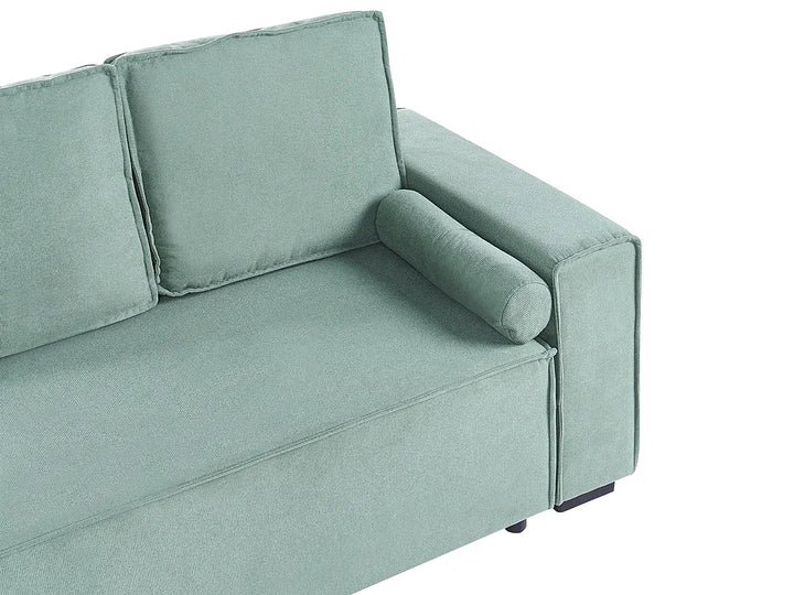 Corner Sofa Bed 3 Seater with Storage Fabric Light Green Right Hand Brittanni