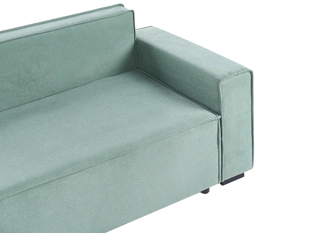 Corner Sofa Bed 3 Seater with Storage Fabric Light Green Right Hand Brittanni