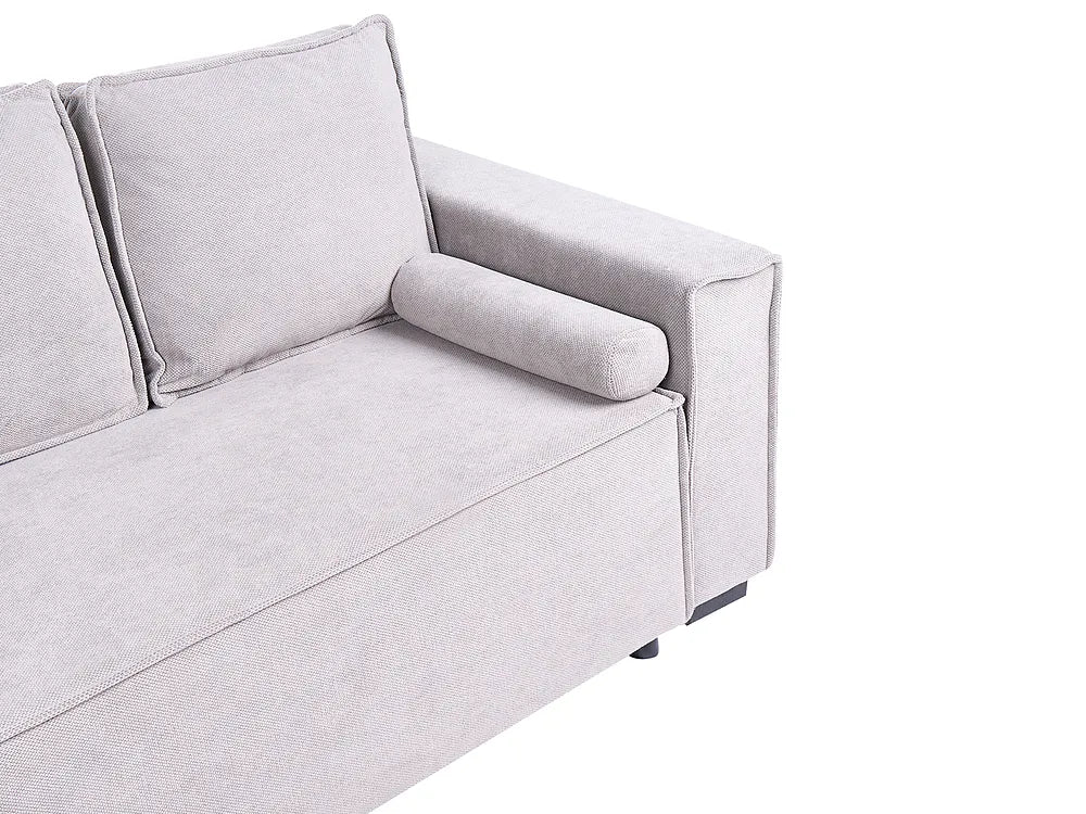 Corner Sofa Bed 3 Seater with Storage Fabric Grey Right Hand Brittanni