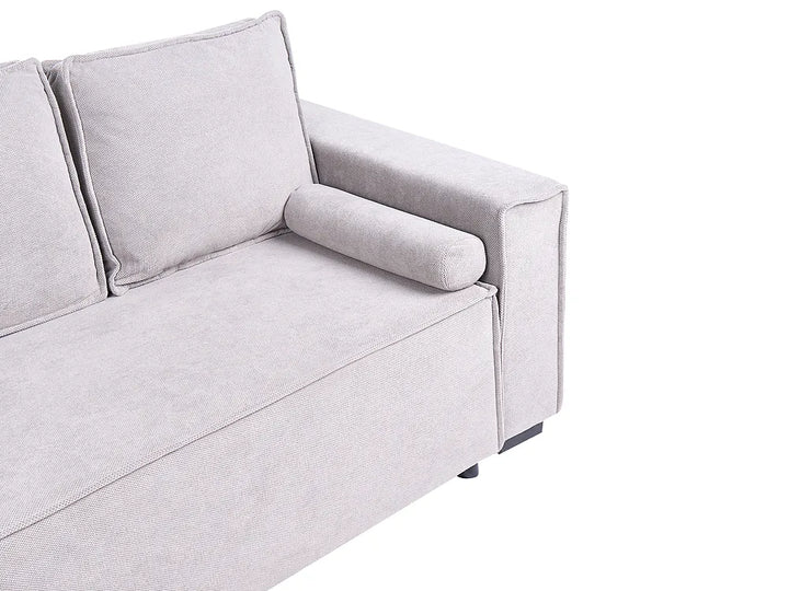 Corner Sofa Bed 3 Seater with Storage Fabric Grey Right Hand Brittanni