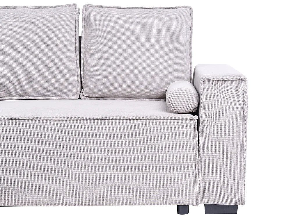 Corner Sofa Bed 3 Seater with Storage Fabric Grey Right Hand Brittanni