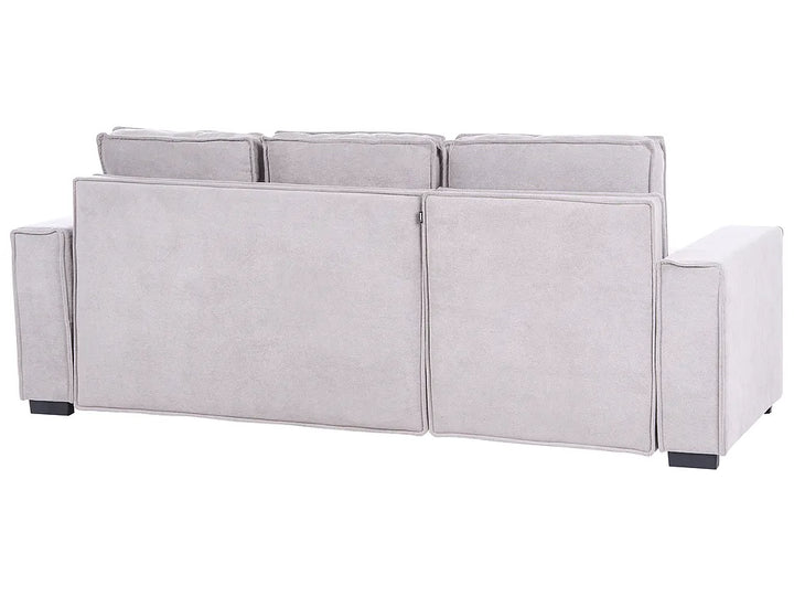 Corner Sofa Bed 3 Seater with Storage Fabric Grey Right Hand Brittanni