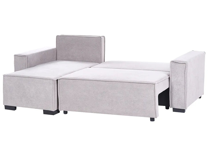 Corner Sofa Bed 3 Seater with Storage Fabric Grey Right Hand Brittanni