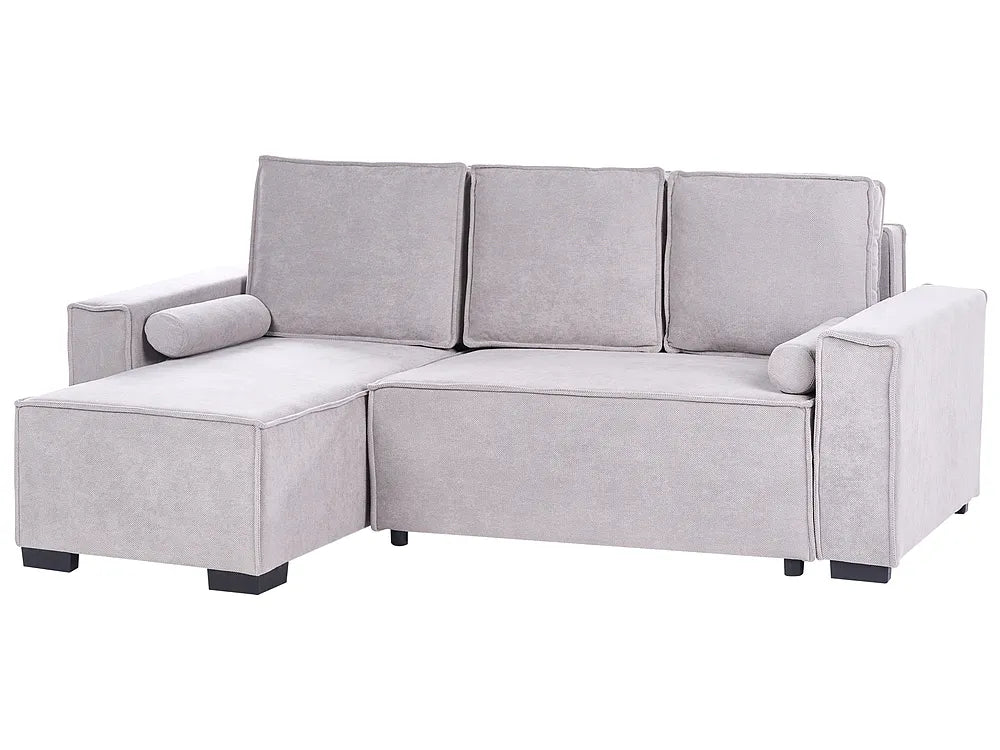 Corner Sofa Bed 3 Seater with Storage Fabric Grey Right Hand Brittanni