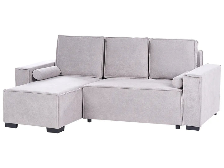 Corner Sofa Bed 3 Seater with Storage Fabric Grey Right Hand Brittanni