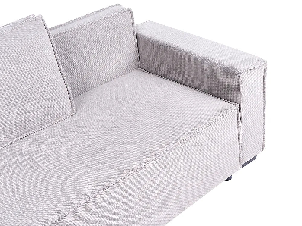 Corner Sofa Bed 3 Seater with Storage Fabric Grey Right Hand Brittanni