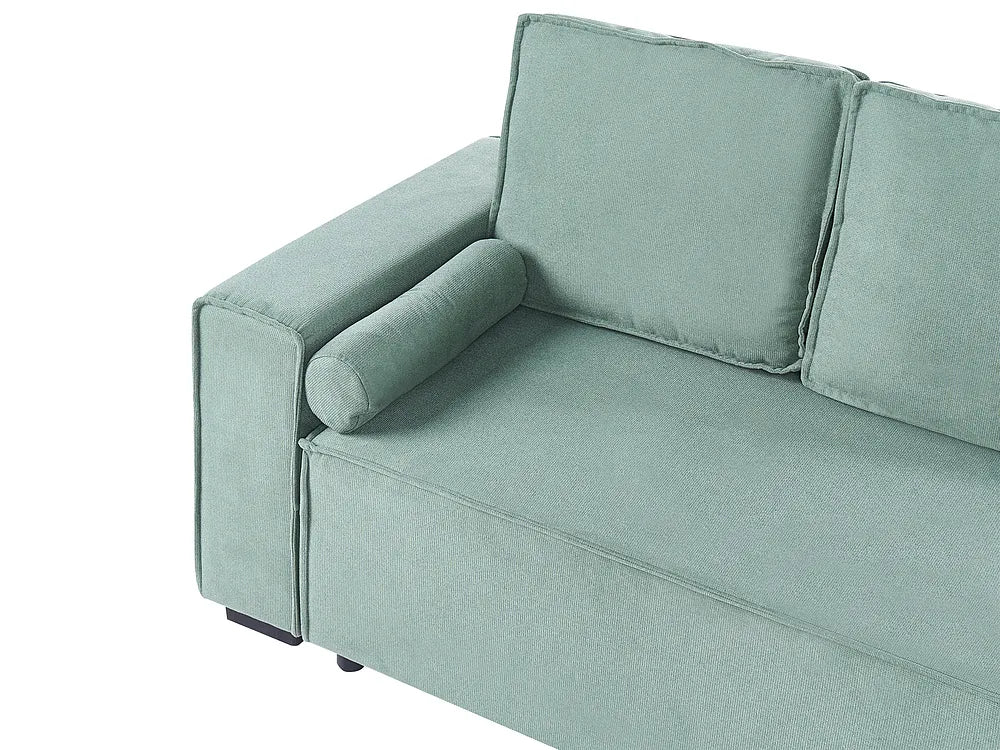 Corner Sofa Bed 3 Seater with Storage Fabric Light Green Left Hand Brittanni