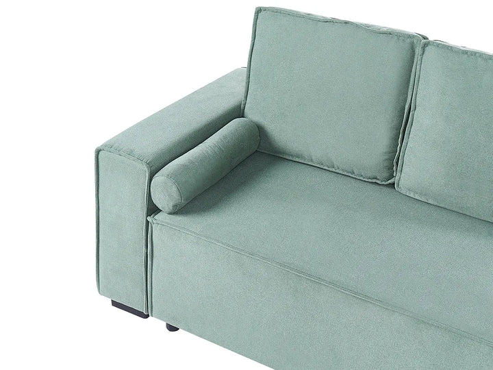 Corner Sofa Bed 3 Seater with Storage Fabric Light Green Left Hand Brittanni