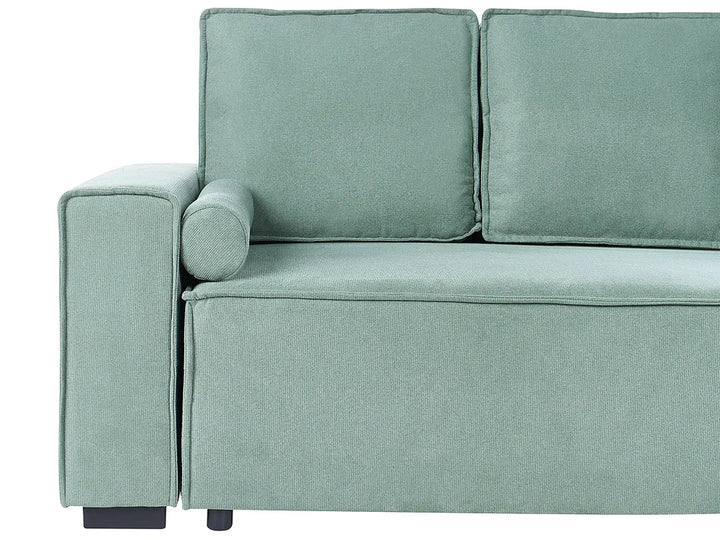 Corner Sofa Bed 3 Seater with Storage Fabric Light Green Left Hand Brittanni