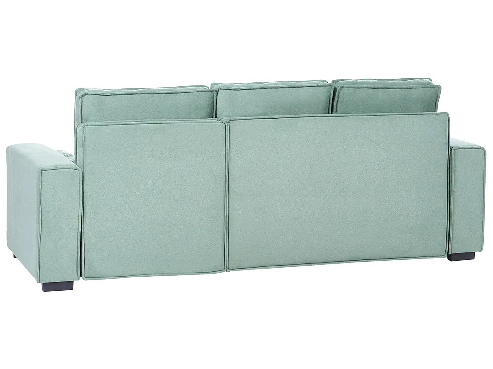 Corner Sofa Bed 3 Seater with Storage Fabric Light Green Left Hand Brittanni