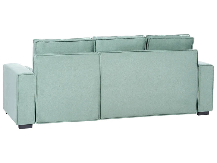 Corner Sofa Bed 3 Seater with Storage Fabric Light Green Left Hand Brittanni
