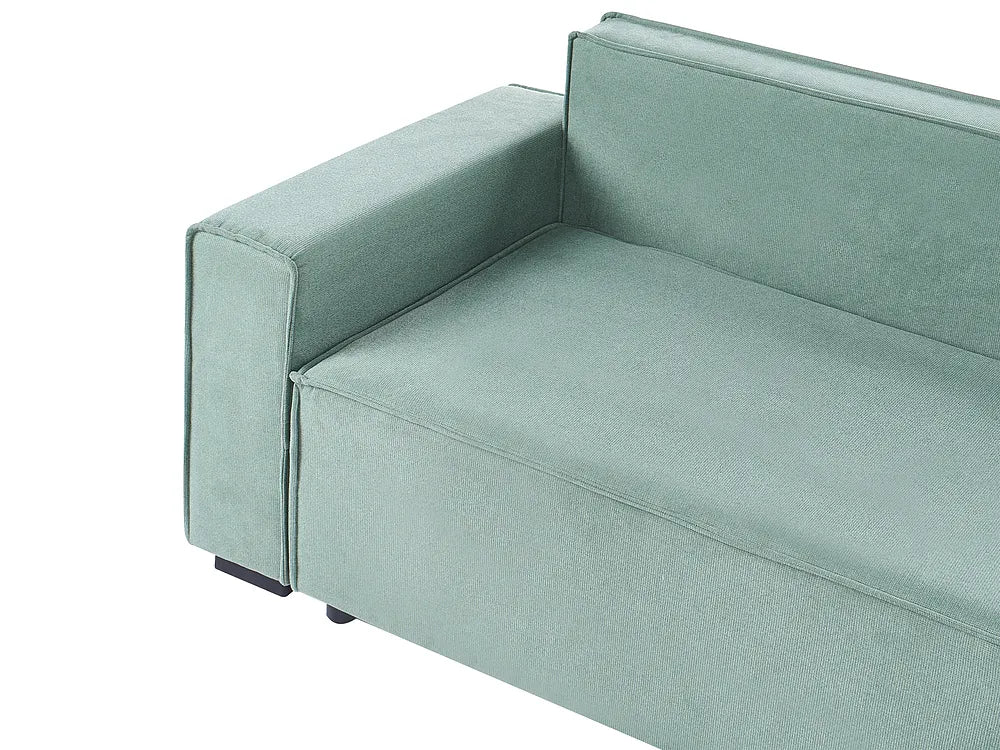 Corner Sofa Bed 3 Seater with Storage Fabric Light Green Left Hand Brittanni