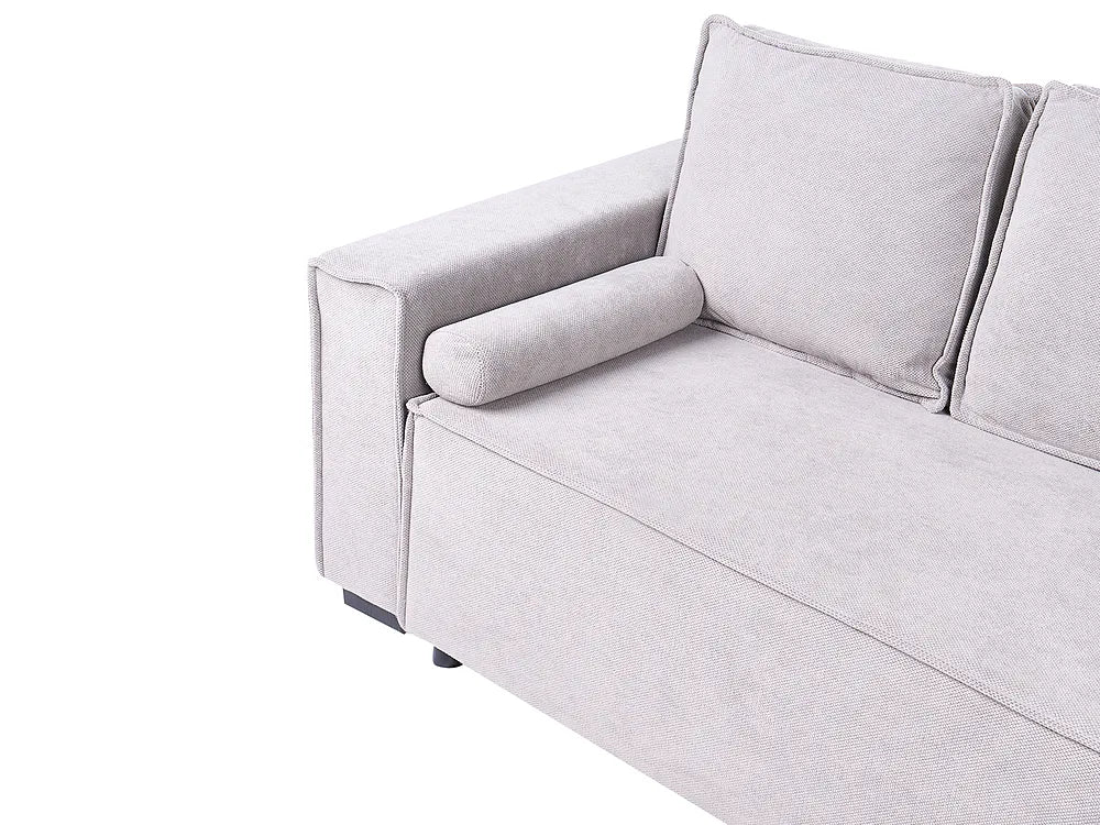 Corner Sofa Bed 3 Seater with Storage Fabric Grey Left Hand Brittanni