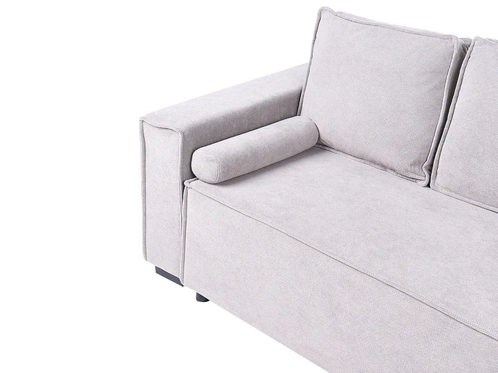 Corner Sofa Bed 3 Seater with Storage Fabric Grey Left Hand Brittanni