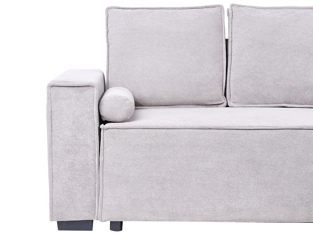 Corner Sofa Bed 3 Seater with Storage Fabric Grey Left Hand Brittanni