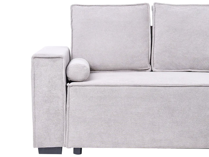 Corner Sofa Bed 3 Seater with Storage Fabric Grey Left Hand Brittanni
