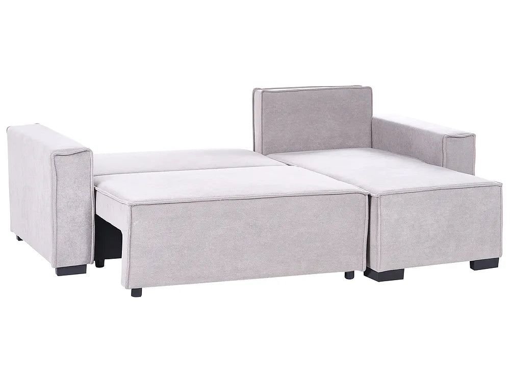 Corner Sofa Bed 3 Seater with Storage Fabric Grey Left Hand Brittanni