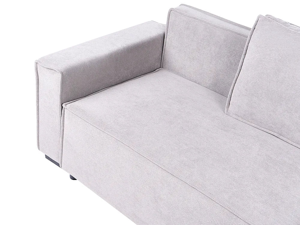 Corner Sofa Bed 3 Seater with Storage Fabric Grey Left Hand Brittanni