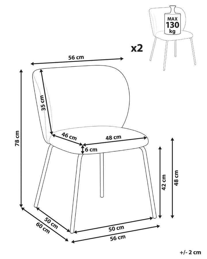 Set of 2 Dining Chairs Fabric Off-White Amherst