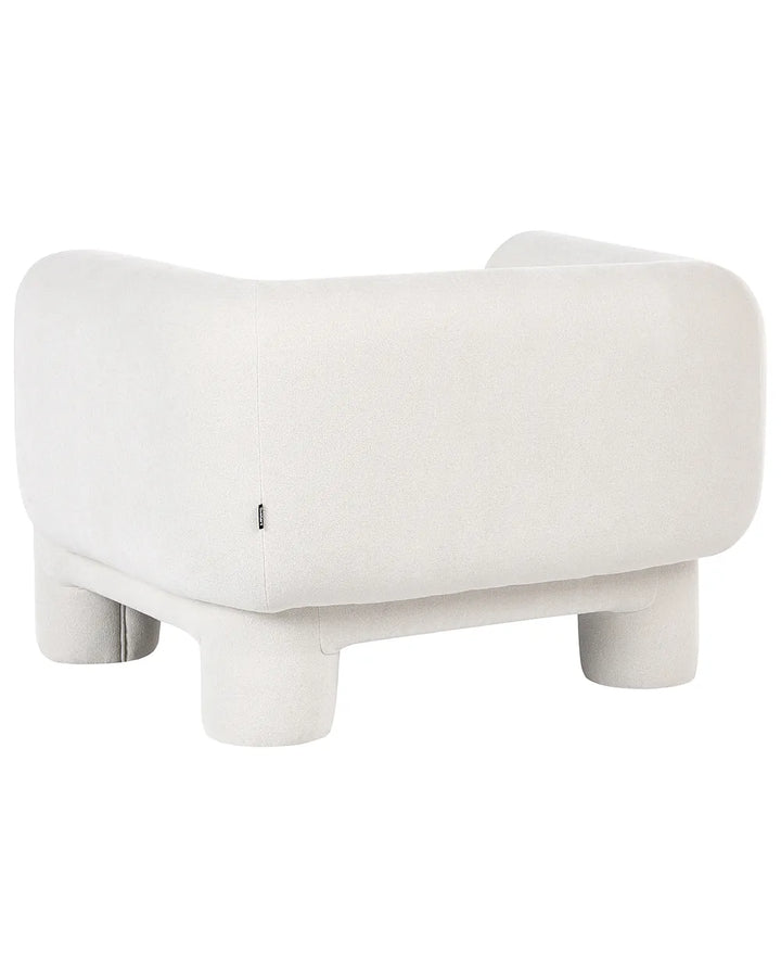 Living Room Set 6 Seater with Ottoman Fabric White Latichia