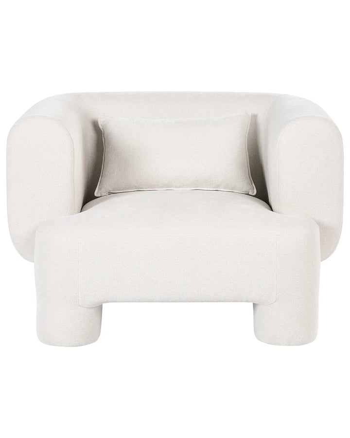 Living Room Set 6 Seater with Ottoman Fabric White Latichia