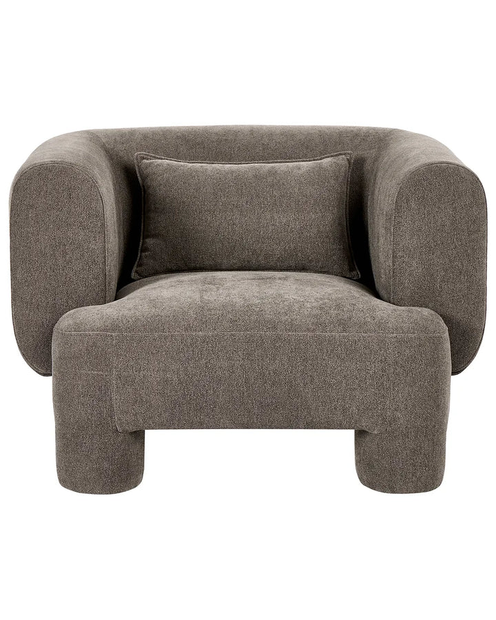 Living Room Set 6 Seater with Ottoman Fabric Brown Latichia