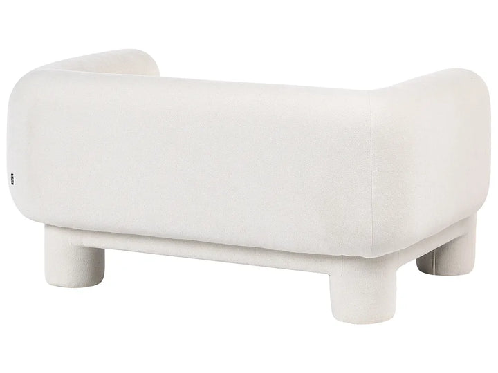 Living Room Set 6 Seater with Ottoman Fabric White Latichia