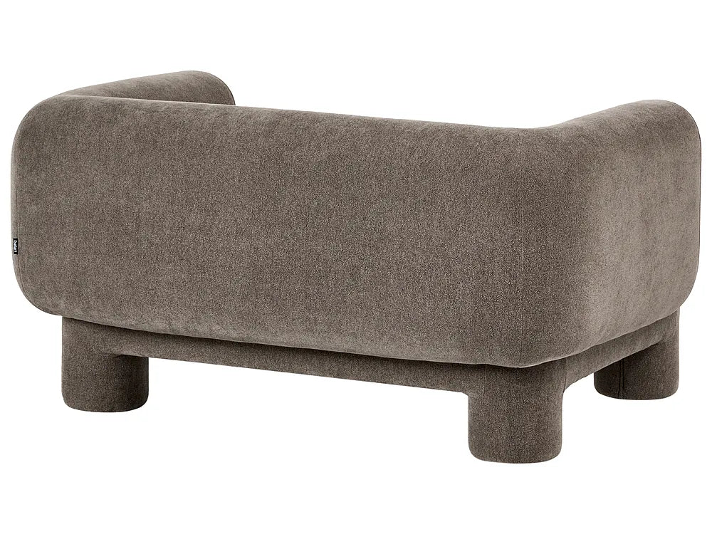 Living Room Set 6 Seater with Ottoman Fabric Brown Latichia