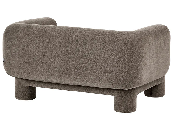 Living Room Set 6 Seater with Ottoman Fabric Brown Latichia