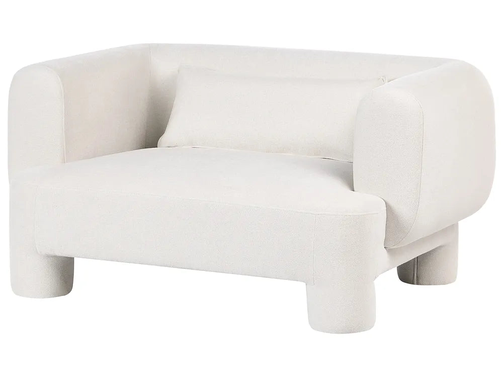 Living Room Set 6 Seater with Ottoman Fabric White Latichia