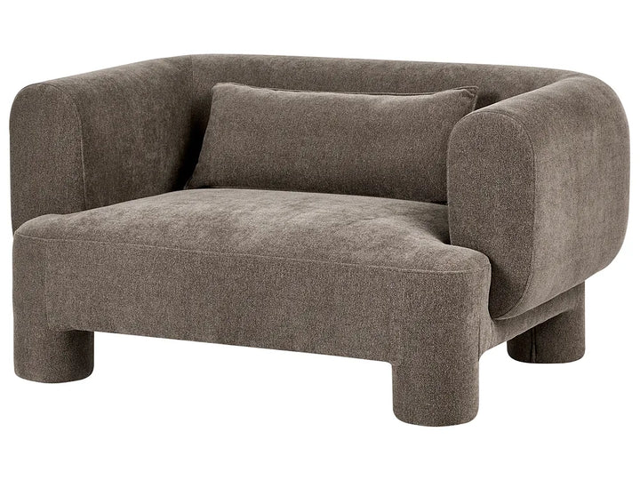 Living Room Set 6 Seater with Ottoman Fabric Brown Latichia