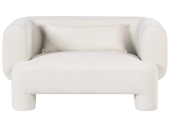Living Room Set 6 Seater with Ottoman Fabric White Latichia