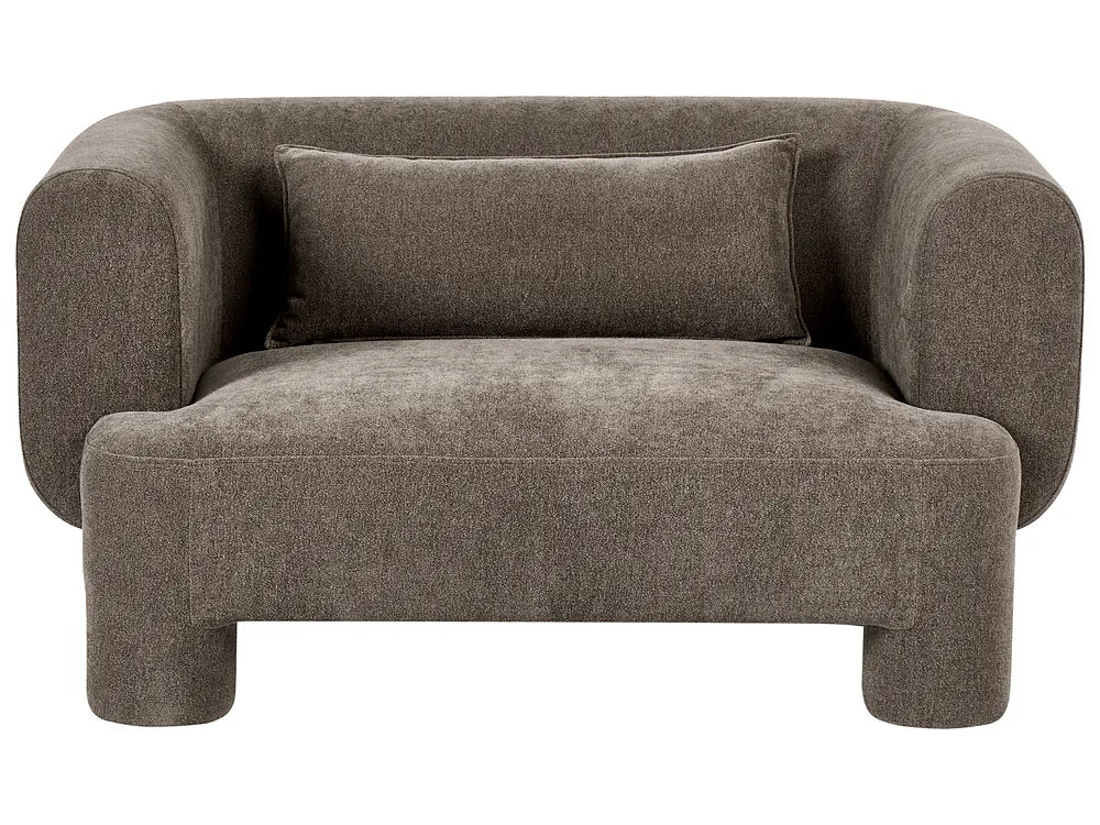 Living Room Set 6 Seater with Ottoman Fabric Brown Latichia