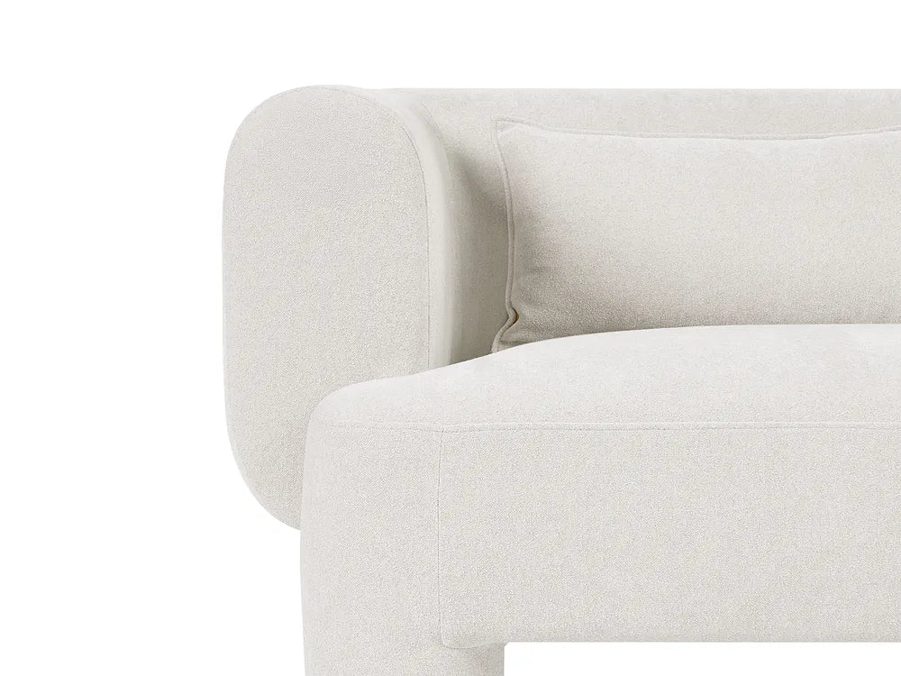 Living Room Set 6 Seater with Ottoman Fabric White Latichia