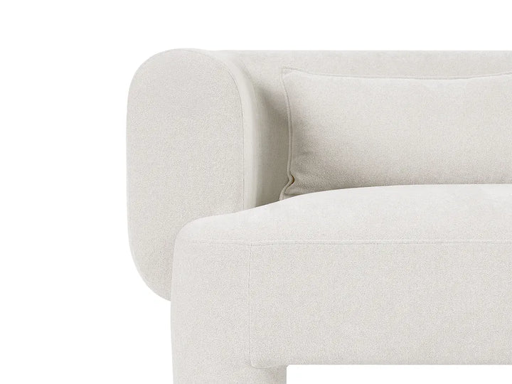 Living Room Set 6 Seater with Ottoman Fabric White Latichia