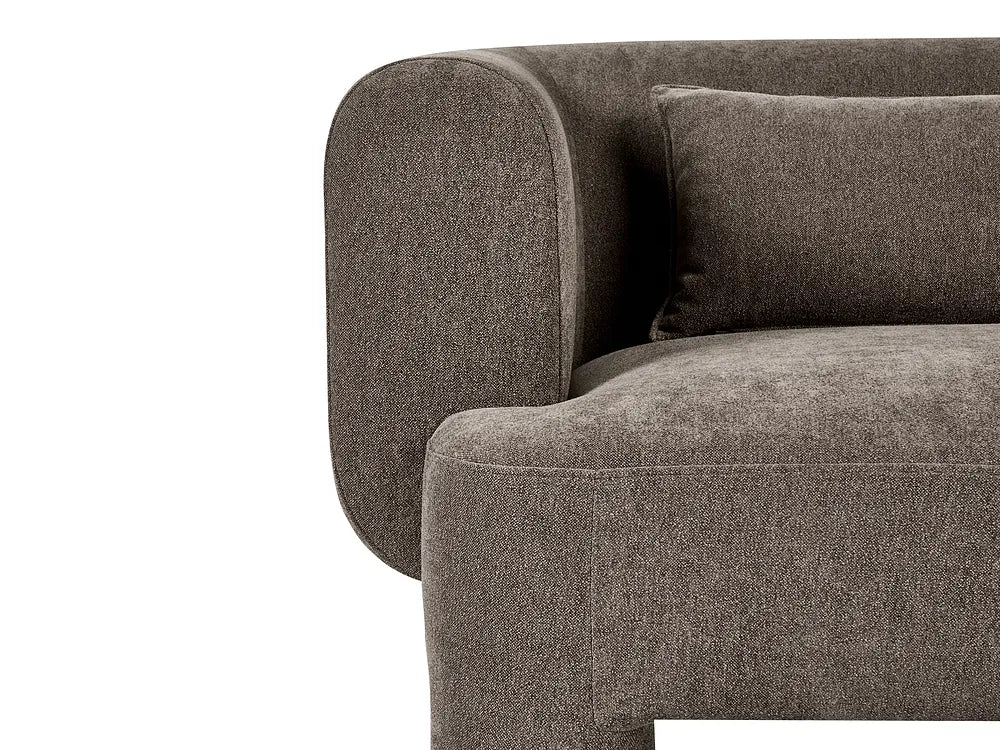 Living Room Set 6 Seater with Ottoman Fabric Brown Latichia