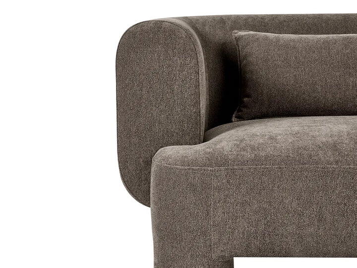 Living Room Set 6 Seater with Ottoman Fabric Brown Latichia