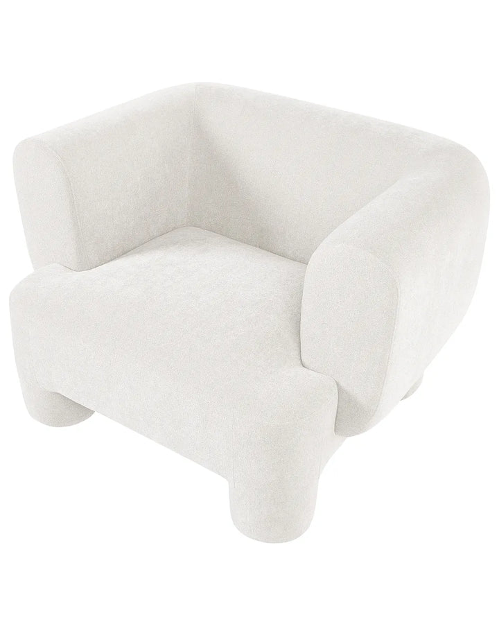 Living Room Set 6 Seater with Ottoman Fabric White Latichia