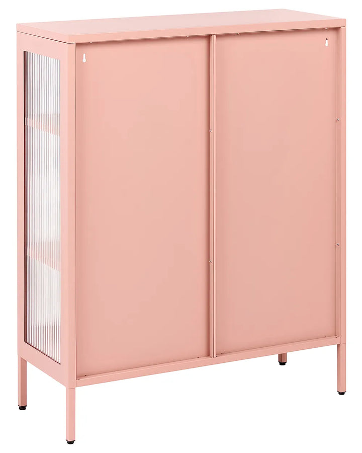 Glass Display Cabinet 90 cm Metal Peach Pink Danaysha