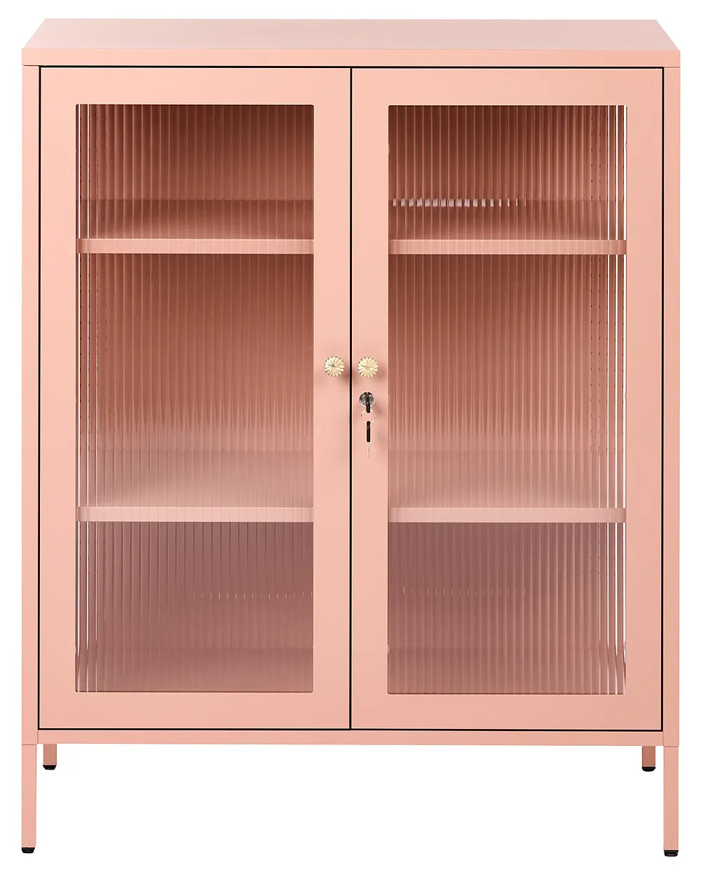 Glass Display Cabinet 90 cm Metal Peach Pink Danaysha