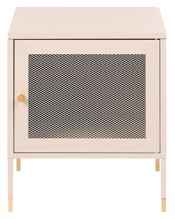 Bedside Table Metal Beige Lakitia