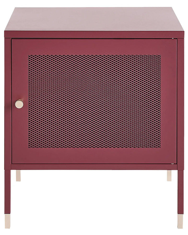 Bedside Table Metal Dark Red Lakitia