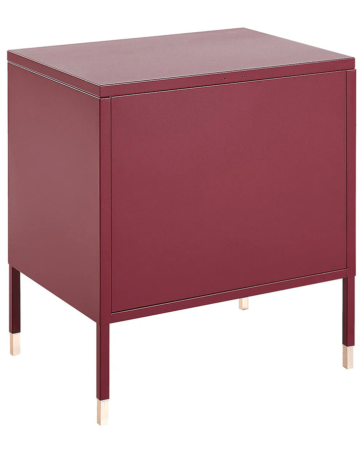 Bedside Table Metal Dark Red Lakitia